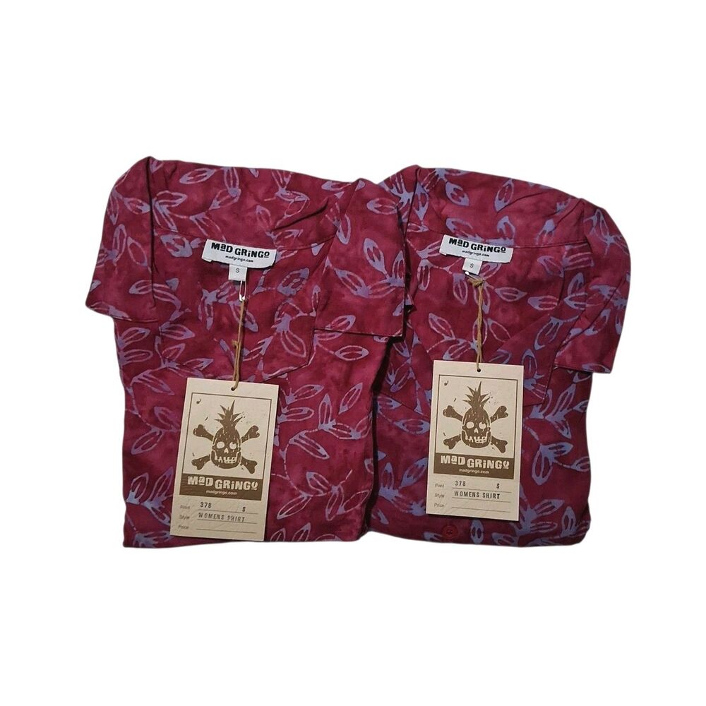 Mad Gringo Women's Lot Of 2 Small Hawaiian Shirts NEW WITH TAGS Button Up